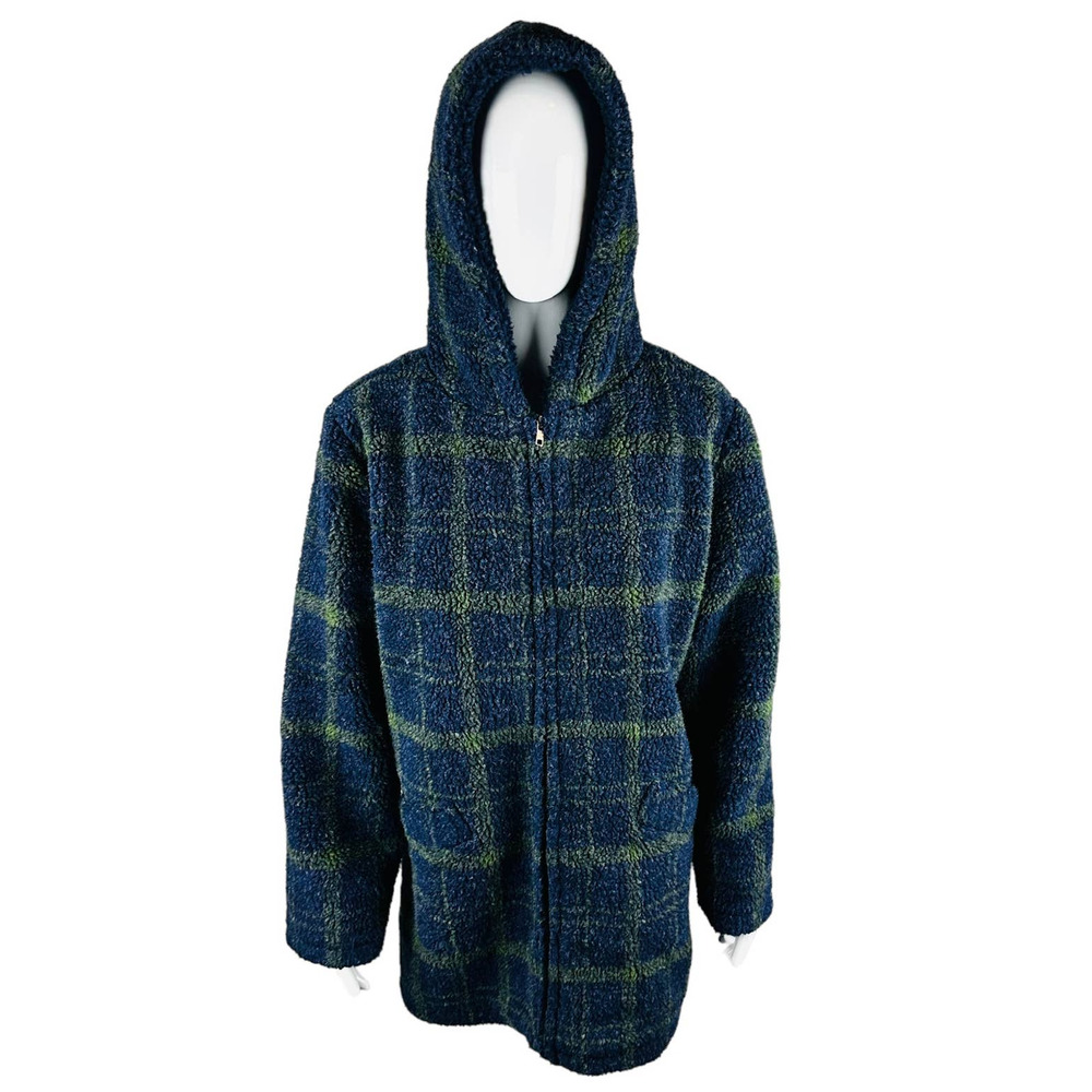 Chadwicks of Boston Womans Sz Medium‎ Plaid Blue Jacket Stretch Lined Teddy